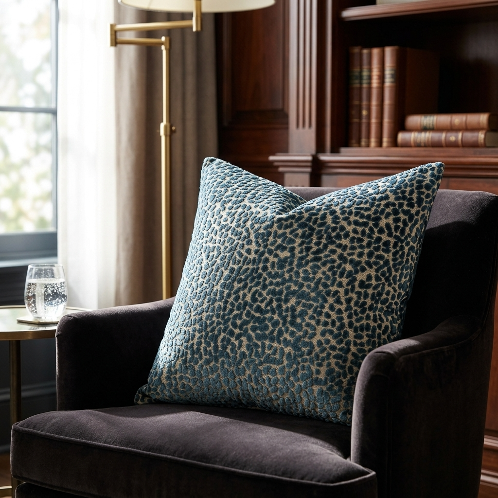 Dusky Gem Blue and Silver Luxury Throw Pillow