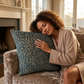 Dusky Gem Blue and Silver Luxury Throw Pillow
