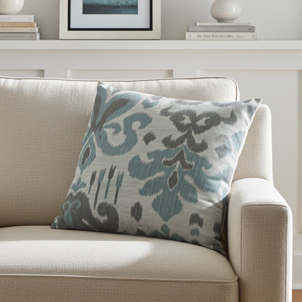 Paragon Brown, Blue and Beige Luxury Throw Pillow