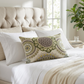 Sunset Cottage Yellow , Green and Ivory Luxury Throw Pillow