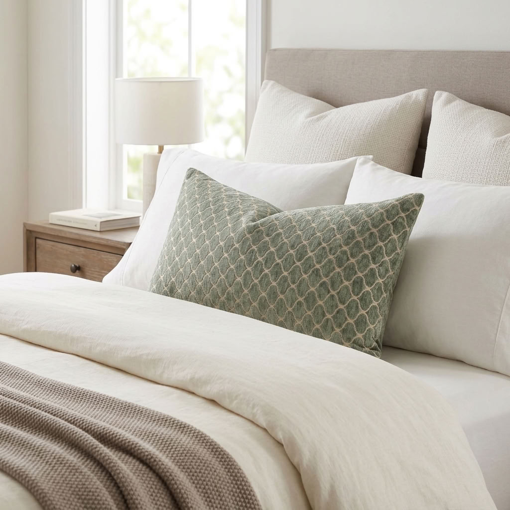 Golden Clove Blue and Beige Luxury Throw Pillow