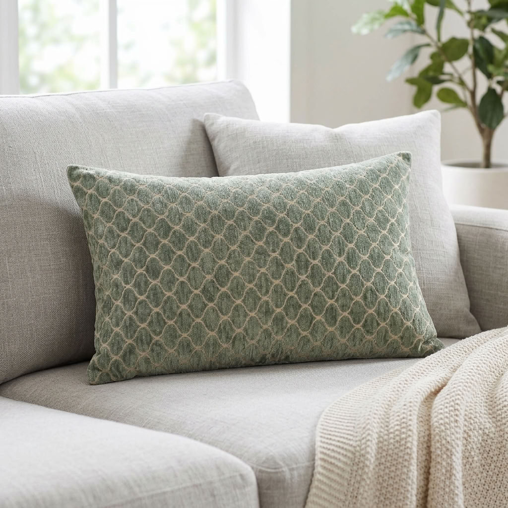 Golden Clove Blue and Beige Luxury Throw Pillow