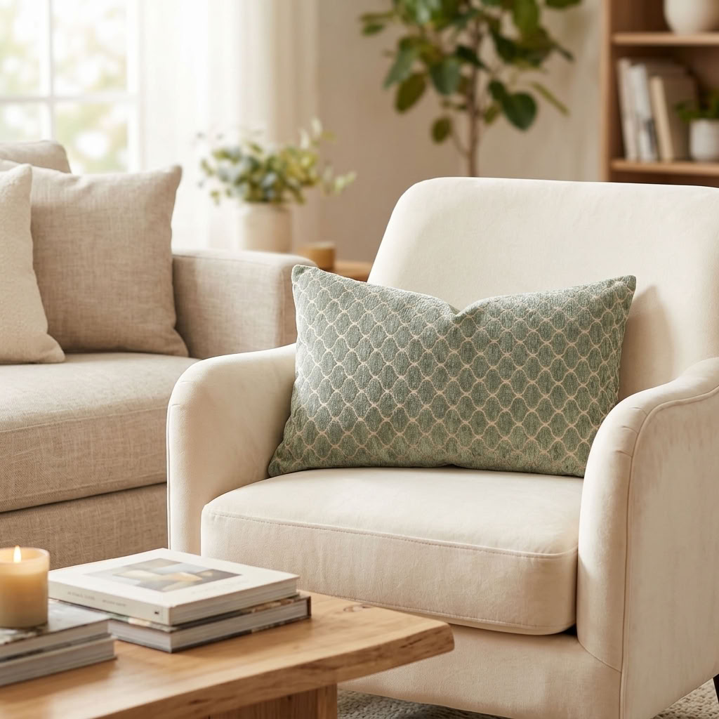 Golden Clove Blue and Beige Luxury Throw Pillow