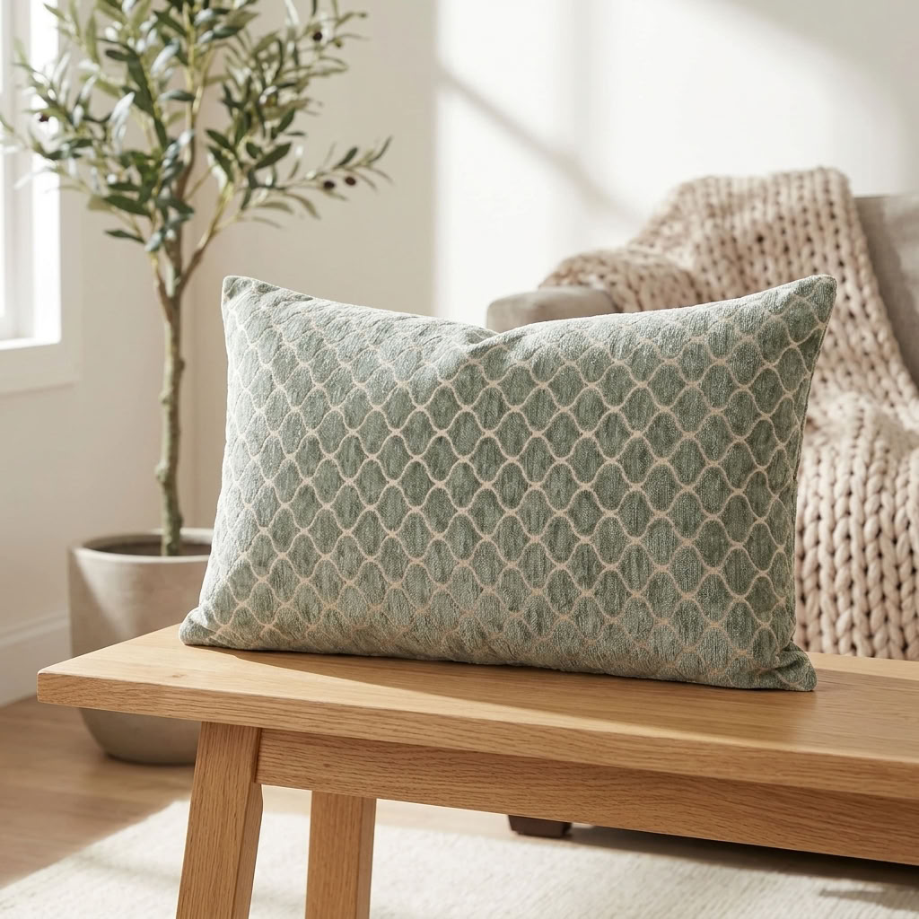 Golden Clove Blue and Beige Luxury Throw Pillow