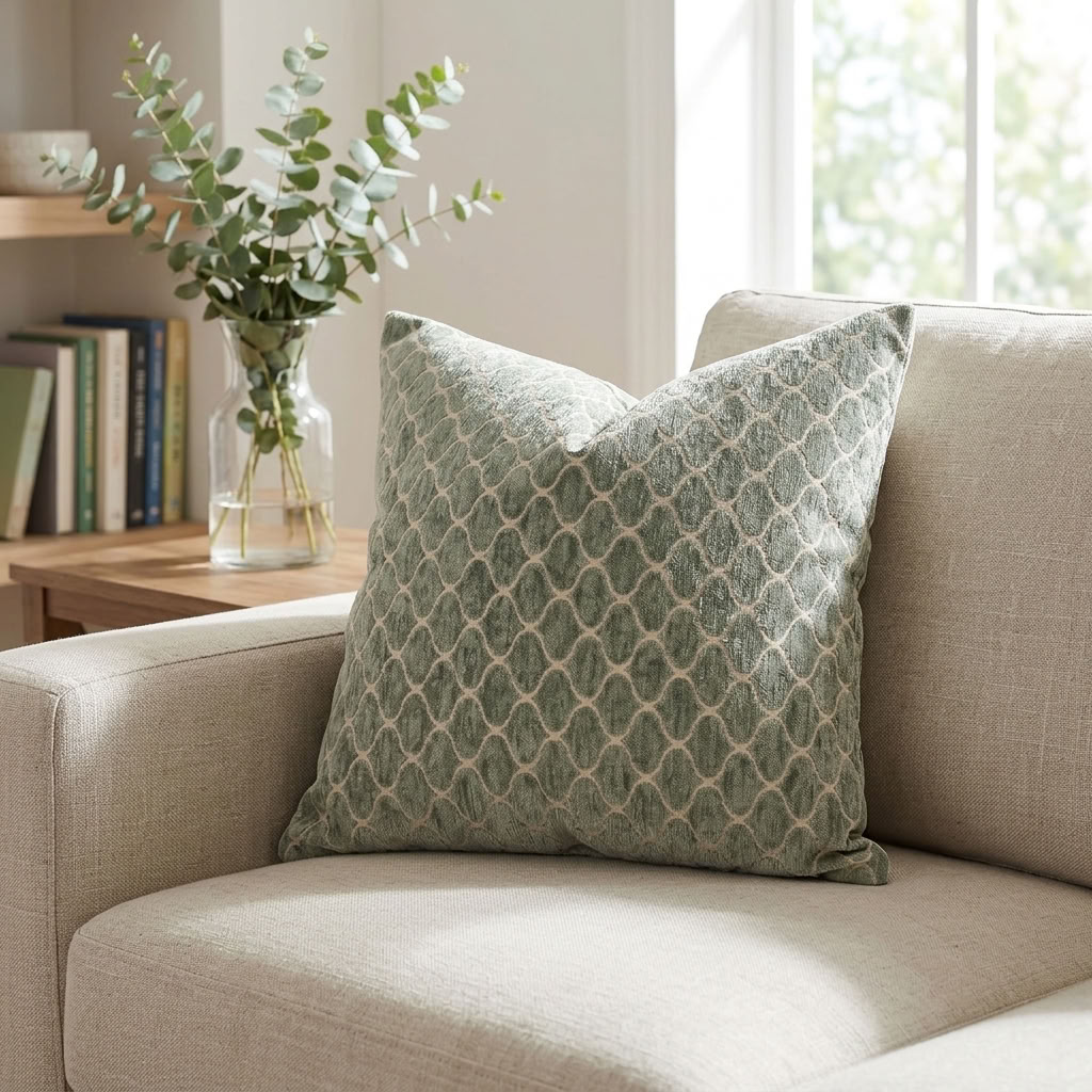 Golden Clove Blue and Beige Luxury Throw Pillow