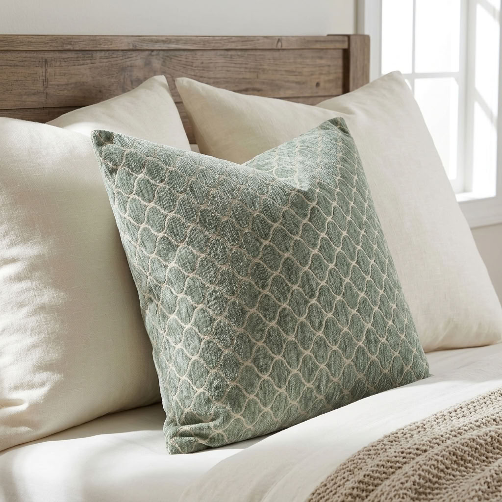Golden Clove Blue and Beige Luxury Throw Pillow
