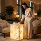 Plutus Brands Signature Natural Marble Side Table - Modern Luxury with Dimmable LED Glow