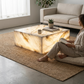 Natural Marble Square Coffee Table - Modern Luxury with Dimmable LED Glow