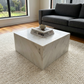 Natural Marble Square Coffee Table - Modern Luxury with Dimmable LED Glow