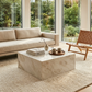 Natural Marble Square Coffee Table - Modern Luxury with Dimmable LED Glow