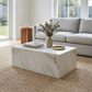 Natural Marble Rectangular Coffee Table - Modern Luxury with Dimmable LED Glow