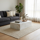 Natural Marble Rectangular Coffee Table - Modern Luxury with Dimmable LED Glow