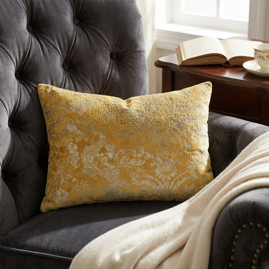 Golden Cosmo Textured Luxury Throw Pillow