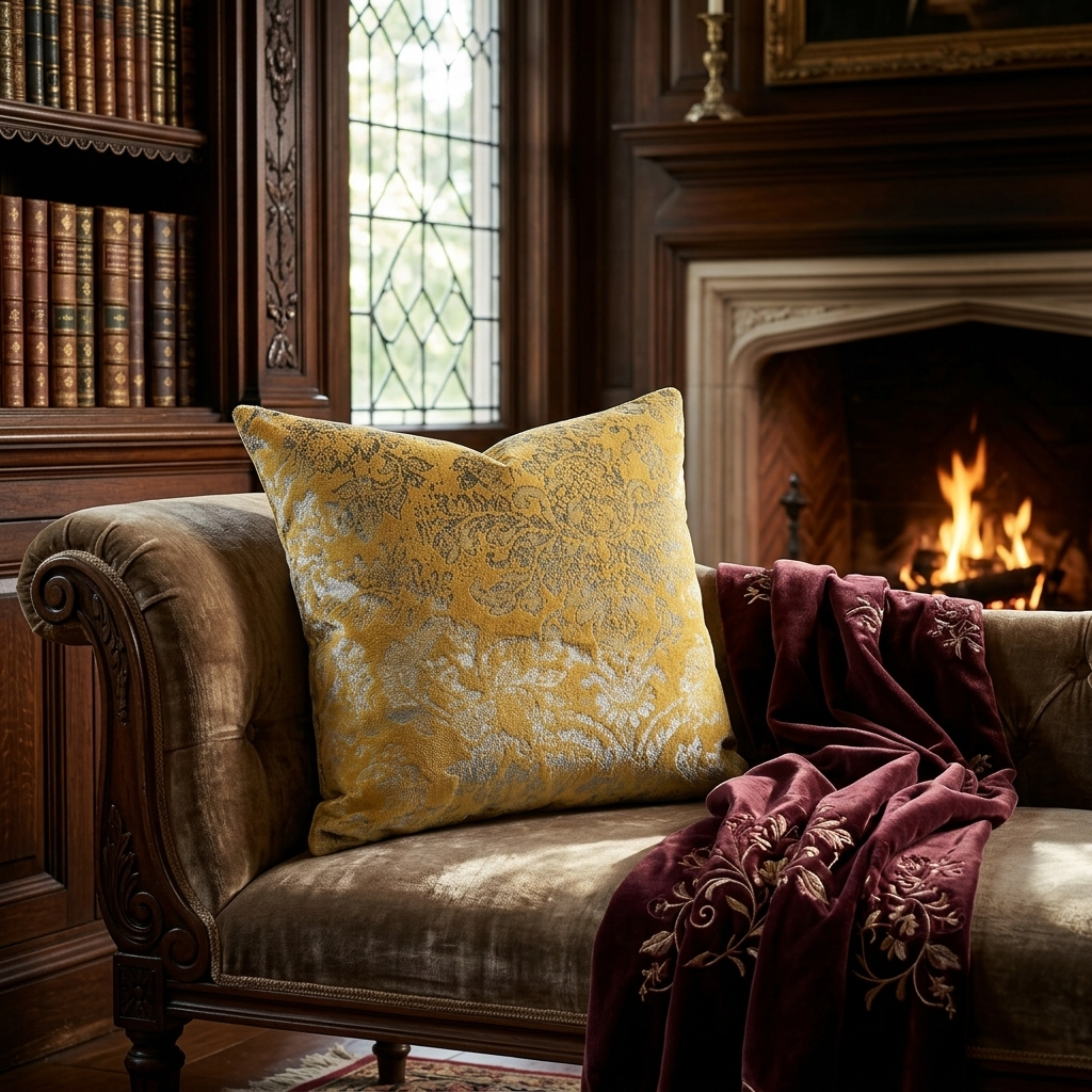 Golden Cosmo Textured Luxury Throw Pillow