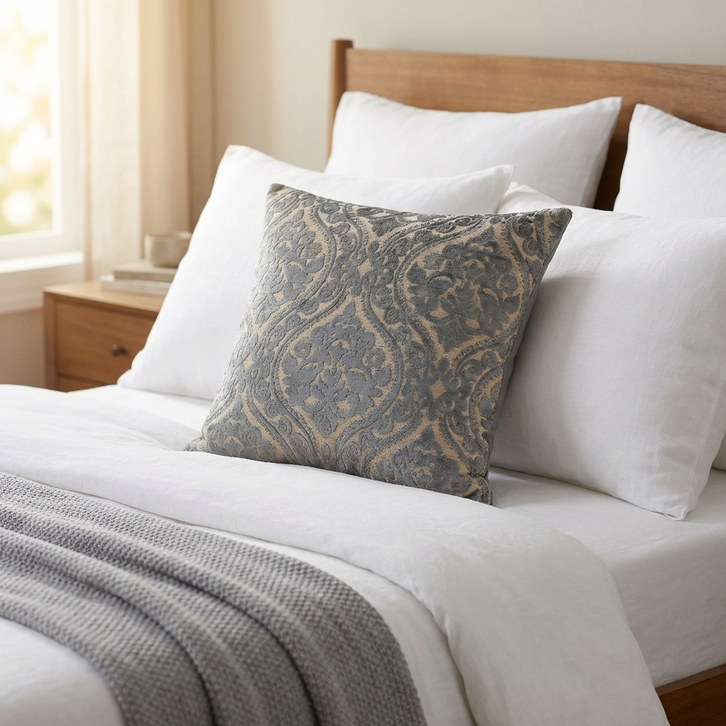 Tulip Zen Green Taupe Luxury Throw Pillow