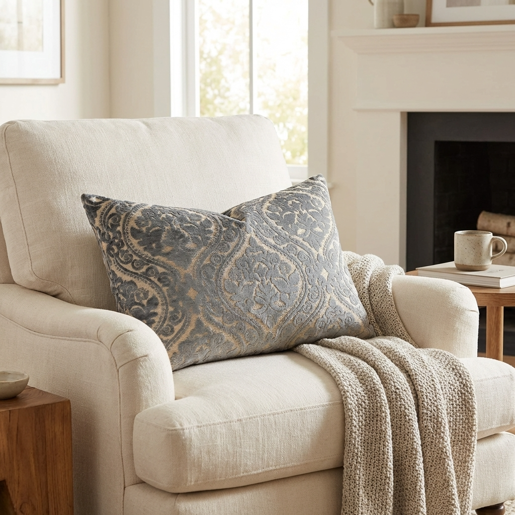 Tulip Zen Green Taupe Luxury Throw Pillow