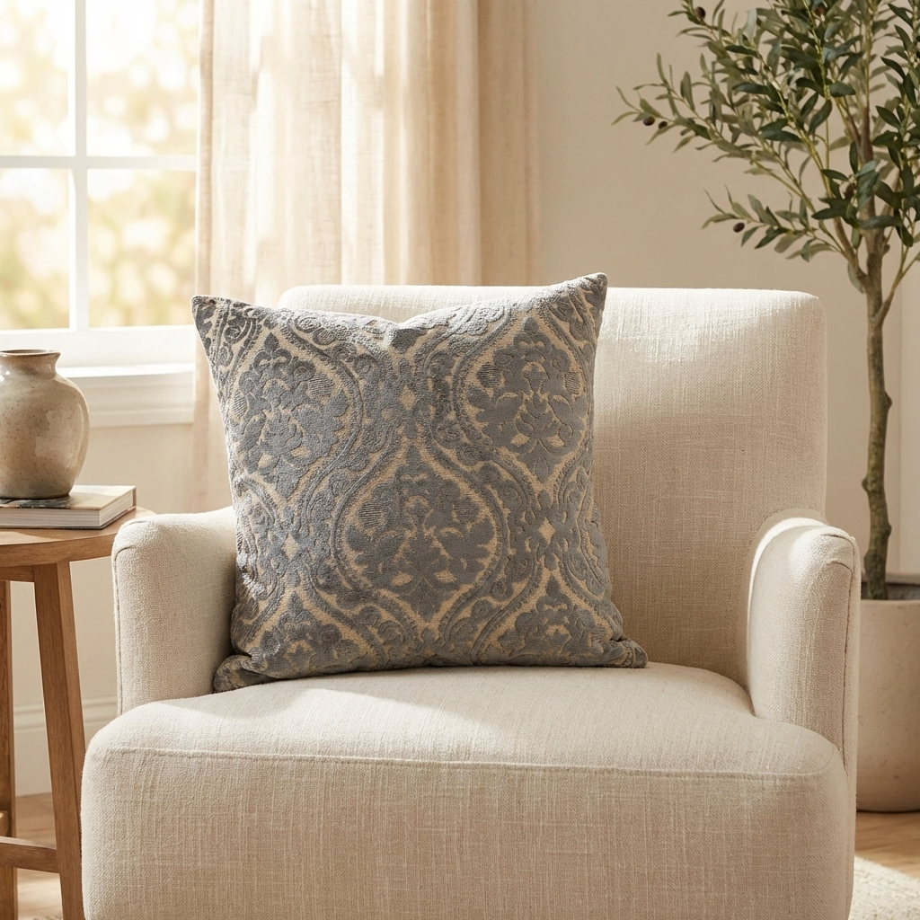 Tulip Zen Green Taupe Luxury Throw Pillow