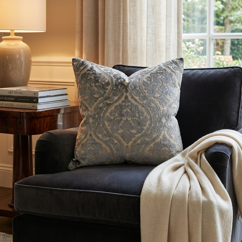 Tulip Zen Green Taupe Luxury Throw Pillow