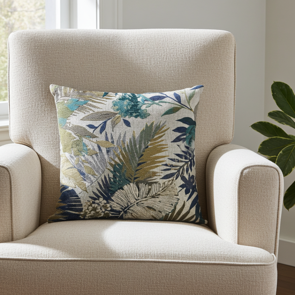 Camellia Floral Multi Color Luxury Throw Pillow