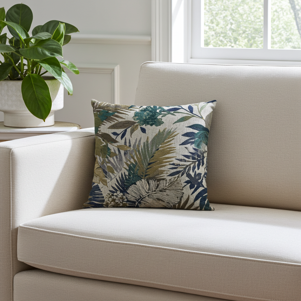 Camellia Floral Multi Color Luxury Throw Pillow