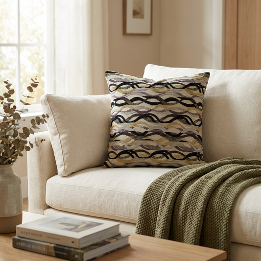 Misty Belvedere Luxury Throw Pillow in Brown and Black Tones