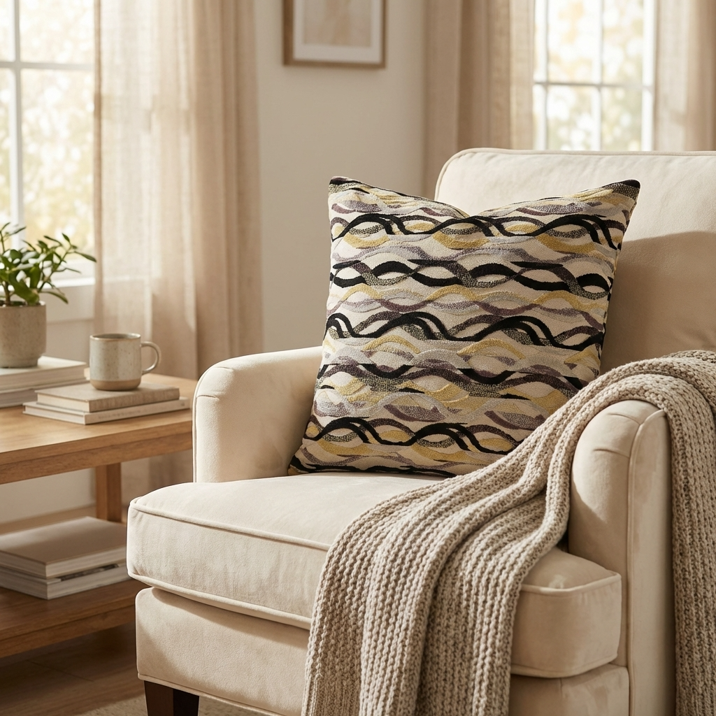 Misty Belvedere Luxury Throw Pillow in Brown and Black Tones