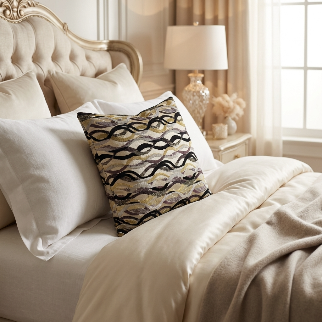 Misty Belvedere Luxury Throw Pillow in Brown and Black Tones