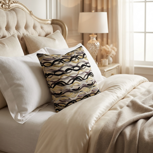 Misty Belvedere Luxury Throw Pillow in Brown and Black Tones