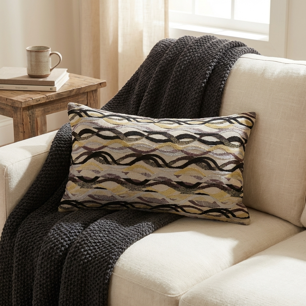 Misty Belvedere Luxury Throw Pillow in Brown and Black Tones