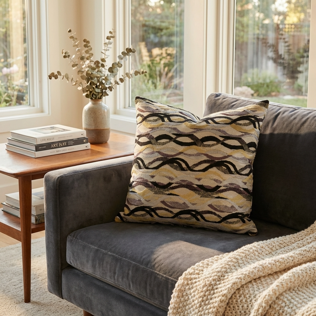 Misty Belvedere Luxury Throw Pillow in Brown and Black Tones