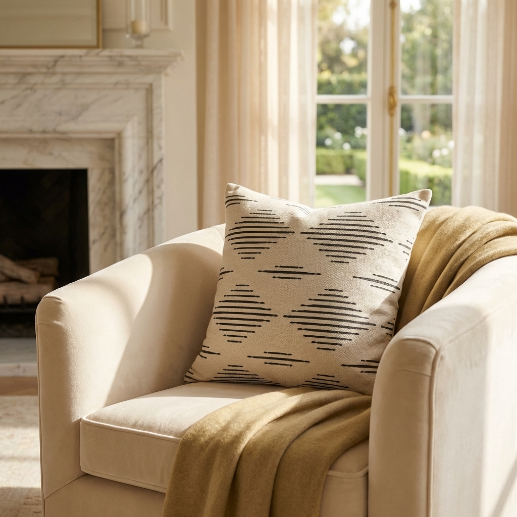 Black Crystal Luxury Throw Pillow in Black and Beige Tones