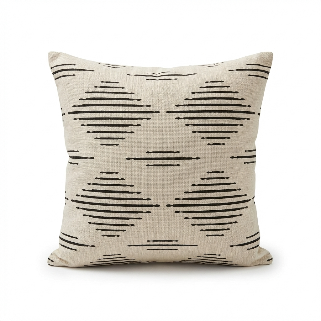 Black Crystal Luxury Throw Pillow in Black and Beige Tones