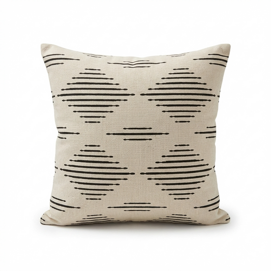 Black Crystal Luxury Throw Pillow in Black and Beige Tones