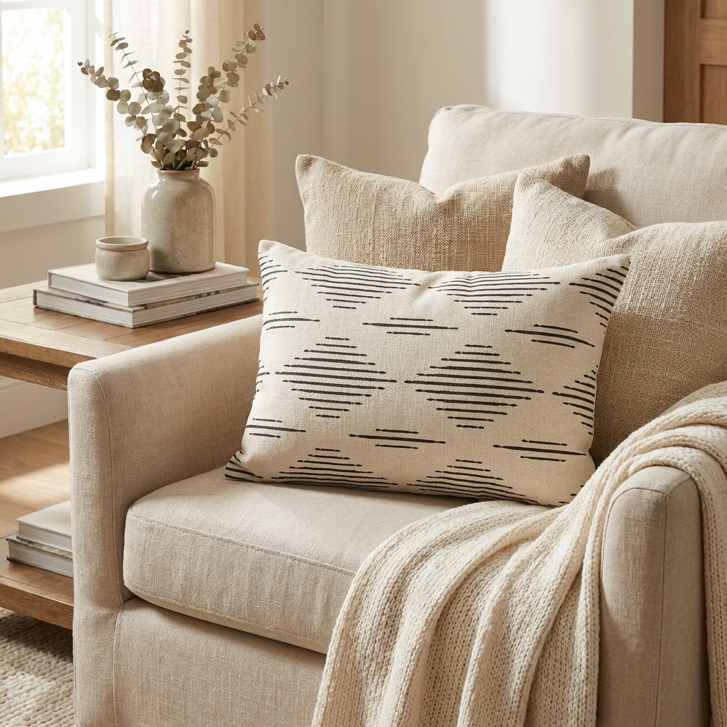 Black Crystal Luxury Throw Pillow in Black and Beige Tones