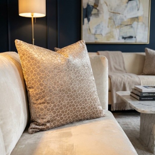 Bubbly Gal Luxury Throw Pillow in Beige Tones