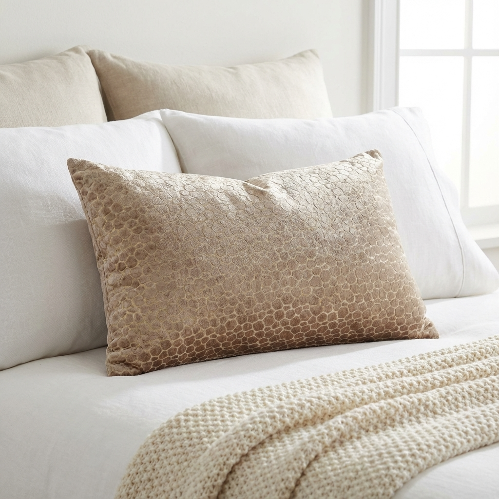 Bubbly Gal Luxury Throw Pillow in Beige Tones
