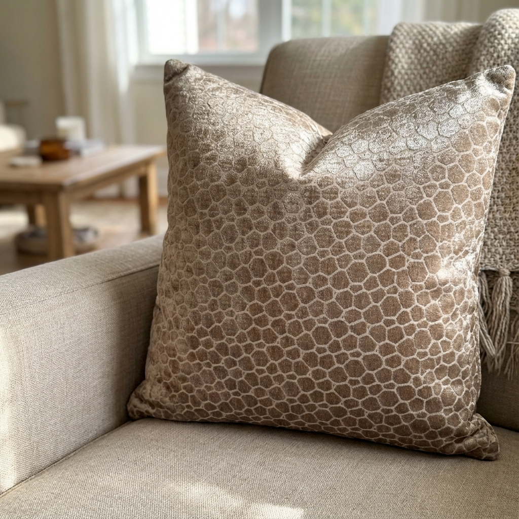 Bubbly Gal Luxury Throw Pillow in Beige Tones