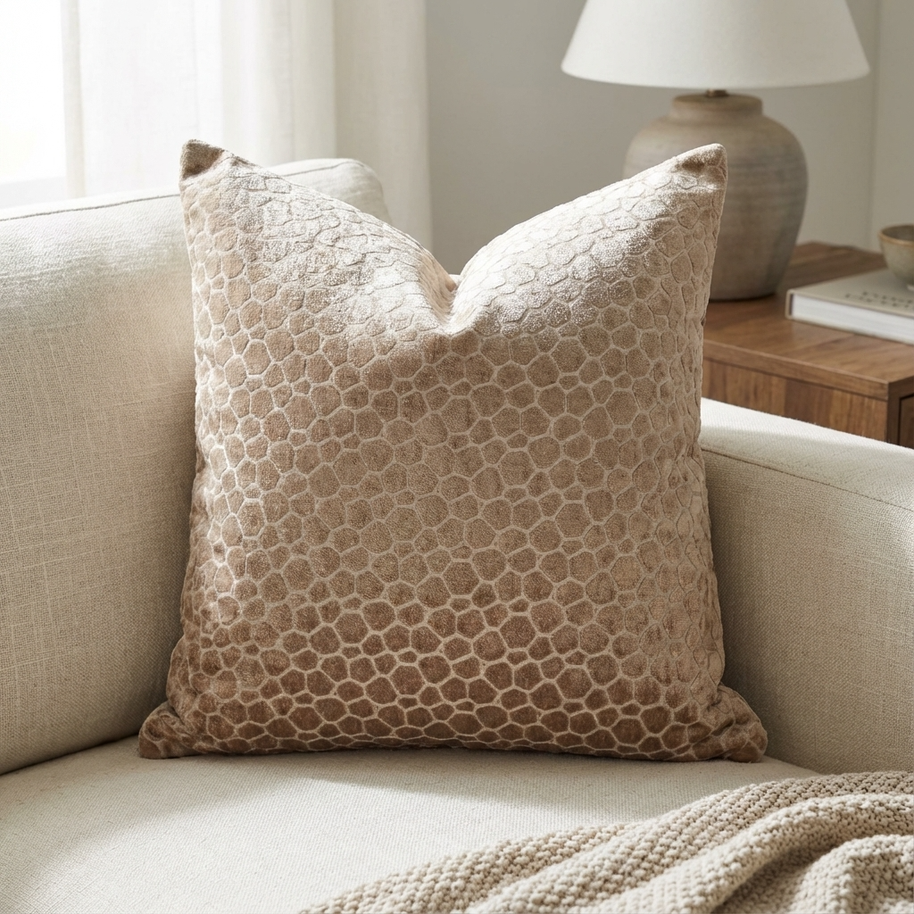 Bubbly Gal Luxury Throw Pillow in Beige Tones