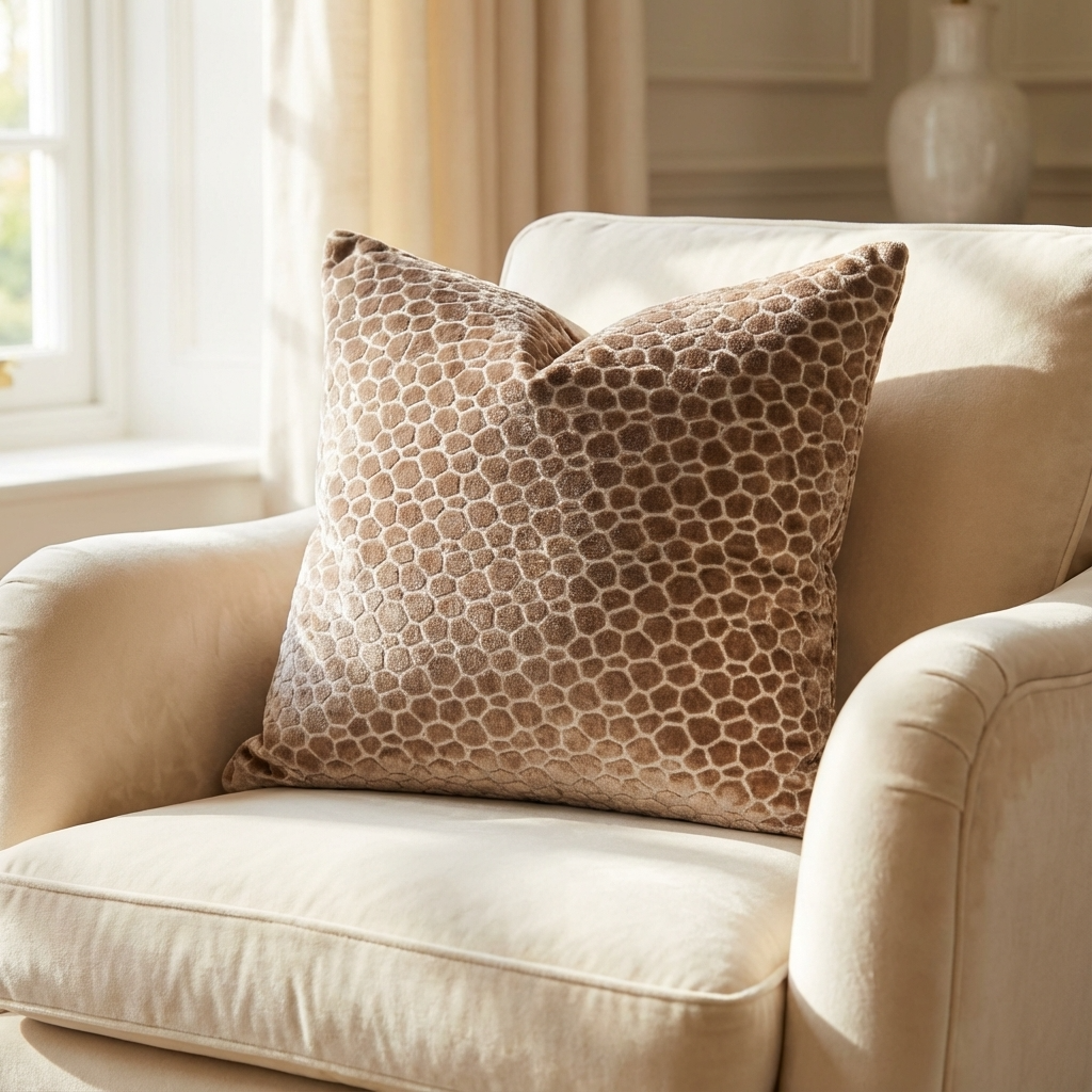 Bubbly Gal Luxury Throw Pillow in Beige Tones
