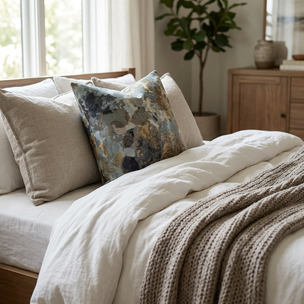Icy Blue Wildflower Luxury Throw Pillow