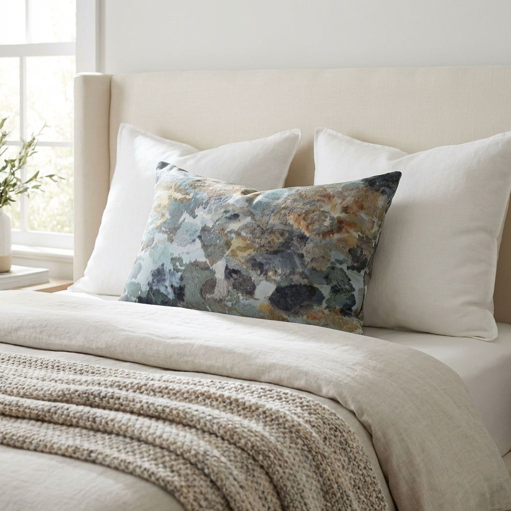 Icy Blue Wildflower Luxury Throw Pillow