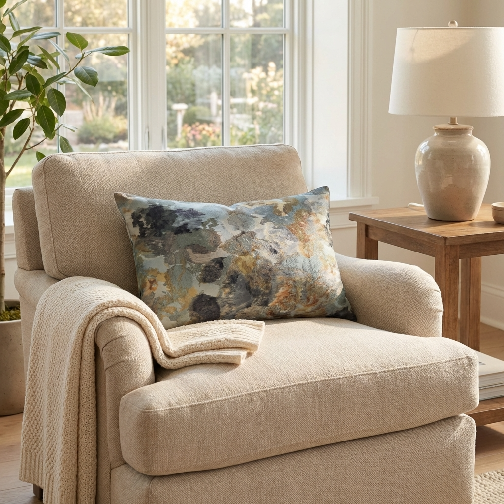 Icy Blue Wildflower Luxury Throw Pillow