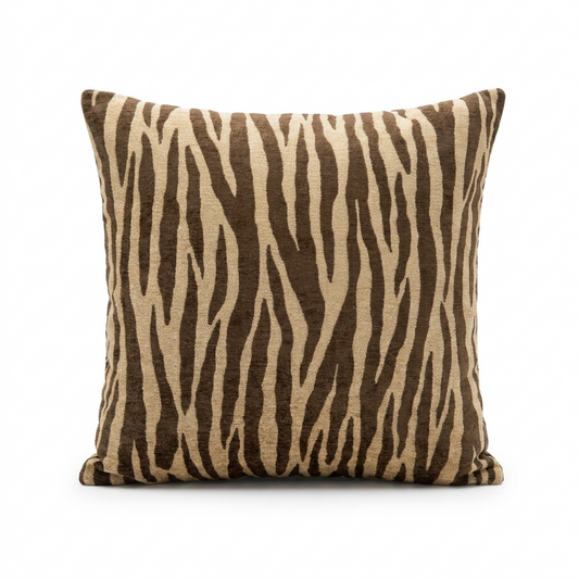 Zippy Zebra Brown and Beige Luxury Throw Pillow