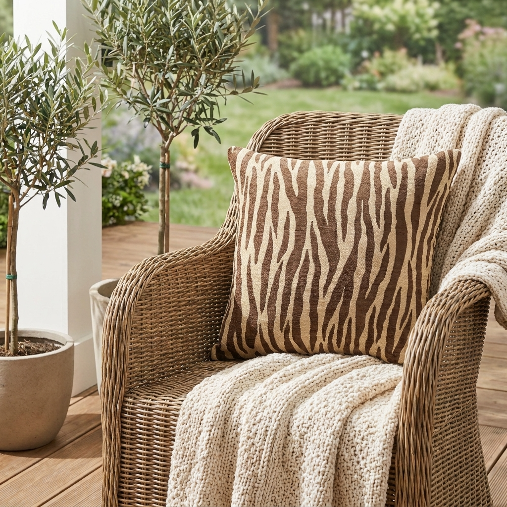 Zippy Zebra Brown and Beige Luxury Throw Pillow