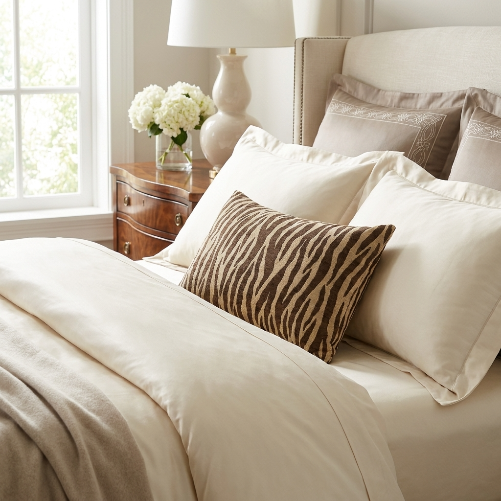 Zippy Zebra Brown and Beige Luxury Throw Pillow