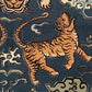 Kimono Tiger Blue and Beige Luxury Throw Pillow