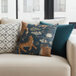 Kimono Tiger Blue and Beige Luxury Throw Pillow