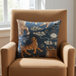 Kimono Tiger Blue and Beige Luxury Throw Pillow