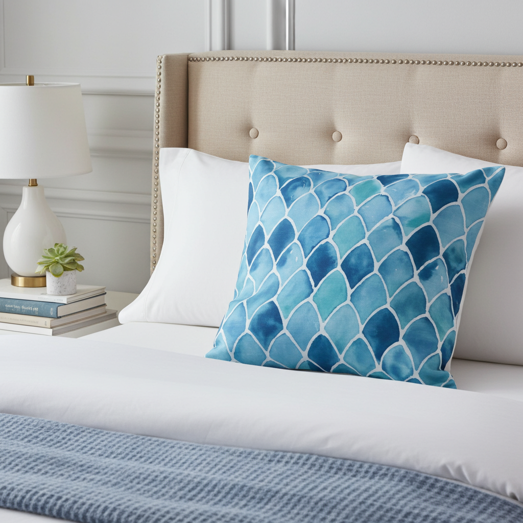 Bosky Willow Blue and White Luxury Throw Pillow