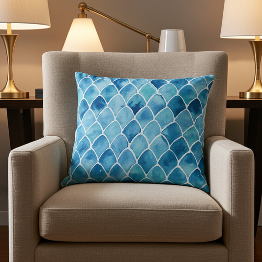 Bosky Willow Blue and White Luxury Throw Pillow